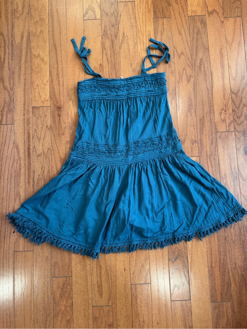 Floreat Teal Tie-Shoulder Mini Dress